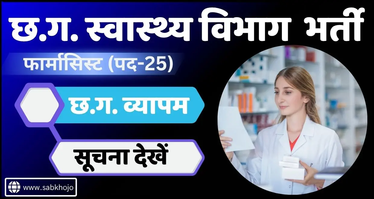 Cg Vyapam Pharmacist New- Recruitment Notice 2025