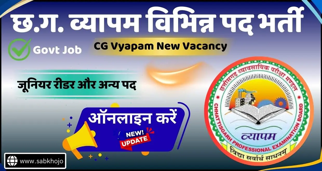 CG Vyapam New Vacancy Online Apply 2025