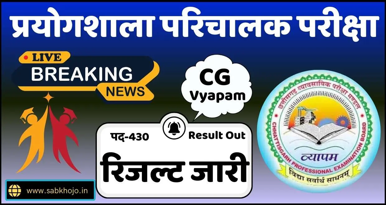 CG Prayogshala Parichalak Exam Result 2025