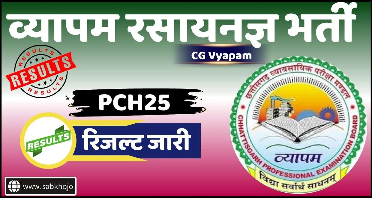 Cg vyapam chemist exam result 2026