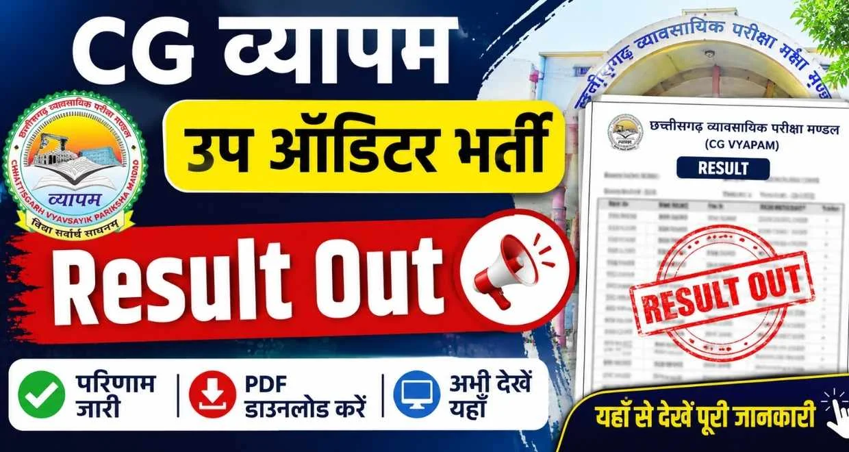 CG Vyapam Sub Auditor Recruitment Result 2026