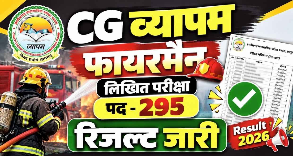 CG Fireman Vyapam exam Result Out 2026