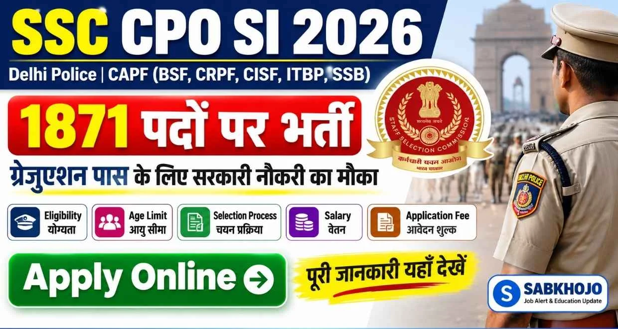 SSC CPO SI Recruitment Online Apply 2026